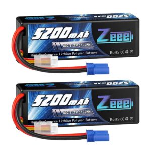 2units Zeee 11.1V 80C 5200mAh 3S Lipo Battery with EC5 Connector Hardcase Battery for RC Car Boat Truck Helicopter Airplane FPV Drone Battery