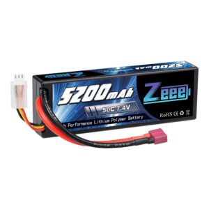 Zeee 5200mAh RC Lipo Battery - 7.4V 50C 2S RC Battery with Deans Plug for RC Evader Boat Car Truck Truggy Buggy Tank Helicopter FPV Drone Battery