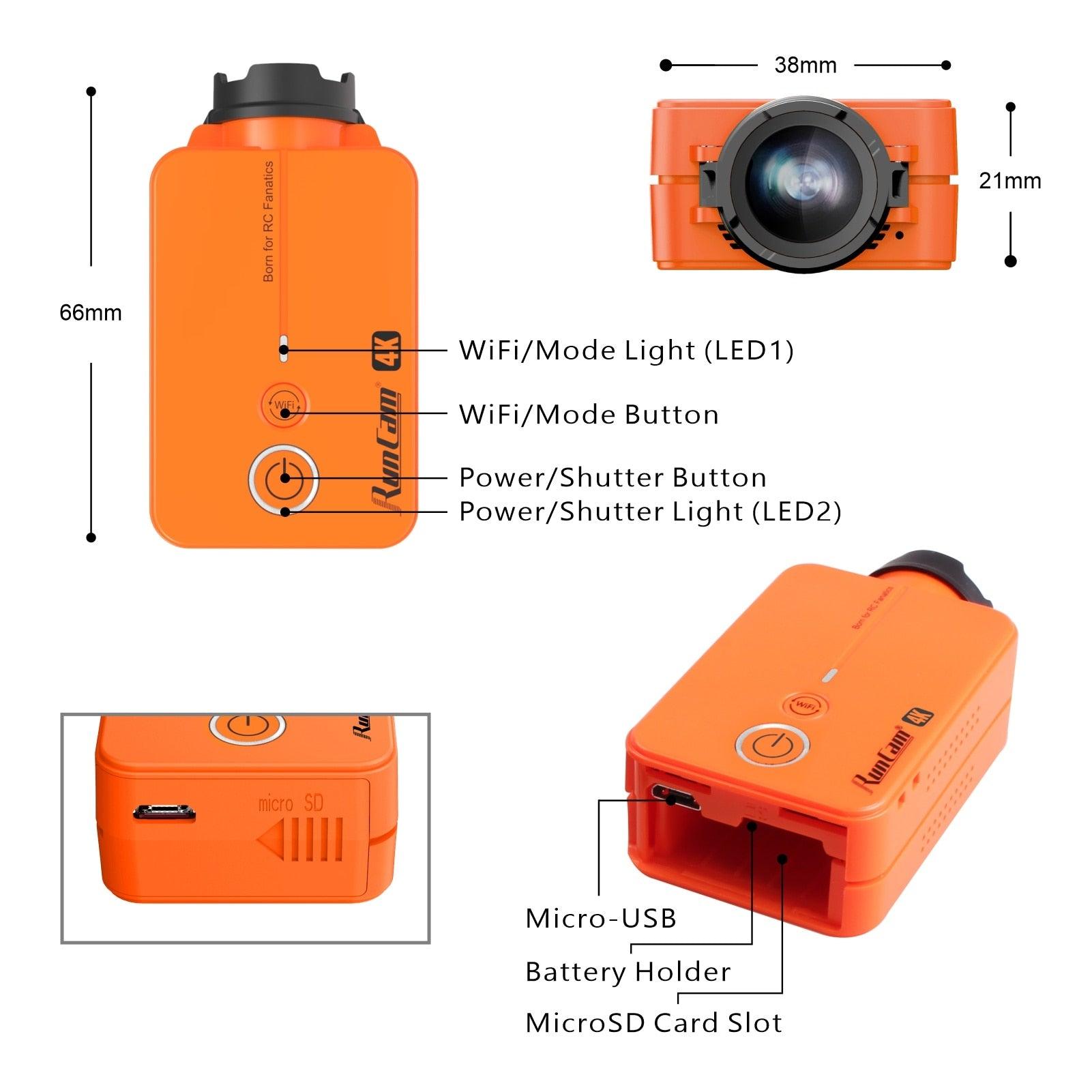 RunCam2 Camera - 4K HD FPV Sports Action Long Range Drone Camera Wing Video Recorder for Quadcopter Accessories 4 RunCam2 Camera - 4K HD FPV Sports Action Long Range Drone Camera Wing Video Recorder for Quadcopter Accessories - Image 4