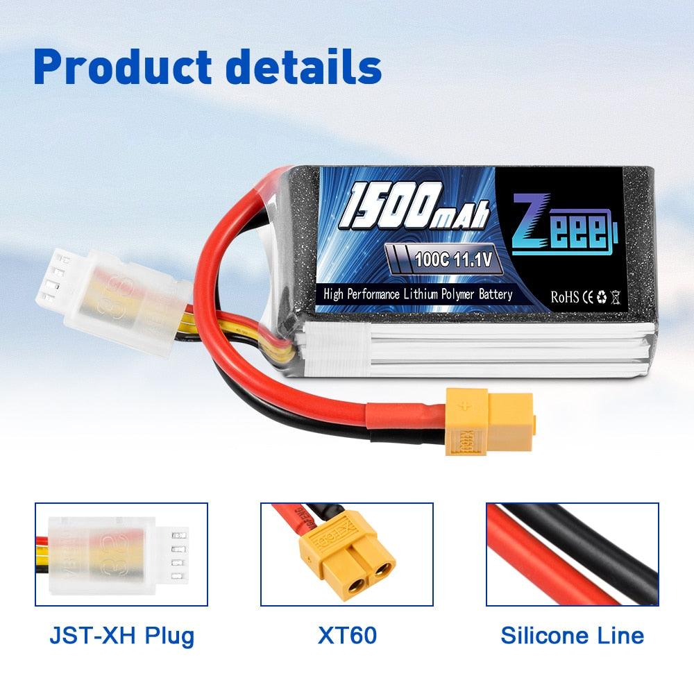 2units Zeee 11.1V 1500mAh 100C 3S Lipo Battery with XT60 Plug Softcase RC Battery for RC Quad Drone RC Car Truck Airplane FPV Battery 5 2units Zeee 11.1V 1500mAh 100C 3S Lipo Battery with XT60 Plug Softcase RC Battery for RC Quad Drone RC Car Truck Airplane FPV Battery — изображение 5