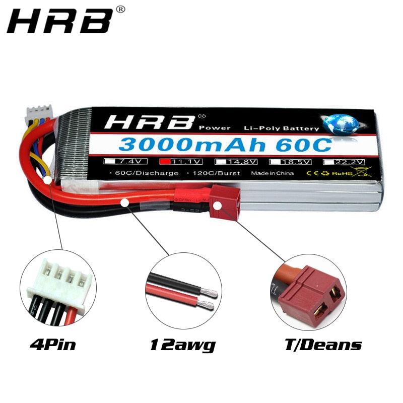 HRB 3S 11.1V 3000mah Lipo Battery - 60C XT60 EC5 T Deans XT90 Connector For Car FPV Airplane Drone Boat Truck RC Parts 4 HRB 3S 11.1V 3000mah Lipo Battery - 60C XT60 EC5 T Deans XT90 Connector For Car FPV Airplane Drone Boat Truck RC Parts — изображение 4