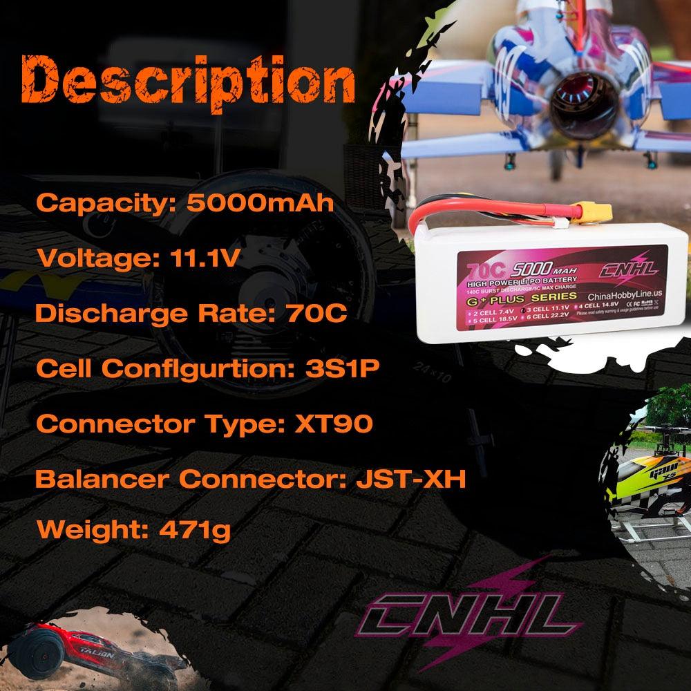 CNHL Lipo Battery For FPV Drone - 3S 4S 6S 11.1V 14.8V 22.2V 5000mAh 70C G+PLUS With XT90 Plug For RC Car Boat Airplane Helicopter 6 CNHL Lipo Battery For FPV Drone - 3S 4S 6S 11.1V 14.8V 22.2V 5000mAh 70C G+PLUS With XT90 Plug For RC Car Boat Airplane Helicopter — изображение 6