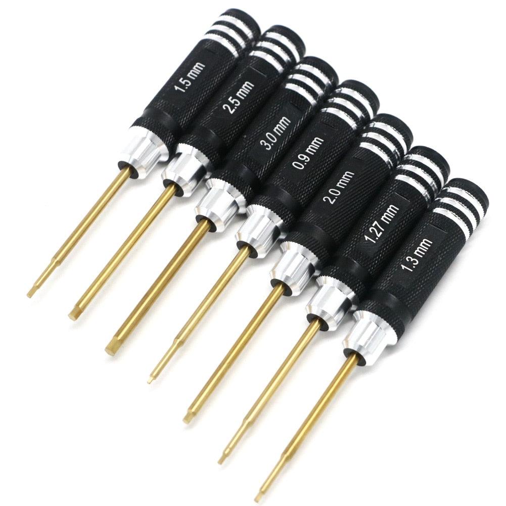 7pcs Titanium Plating Mini Precision Hex Screwdriver Tool Set Allen Driver for RC Helicopter Drone Aircraft Model Repair Tools 1 7pcs Titanium Plating Mini Precision Hex Screwdriver Tool Set Allen Driver for RC Helicopter Drone Aircraft Model Repair Tools