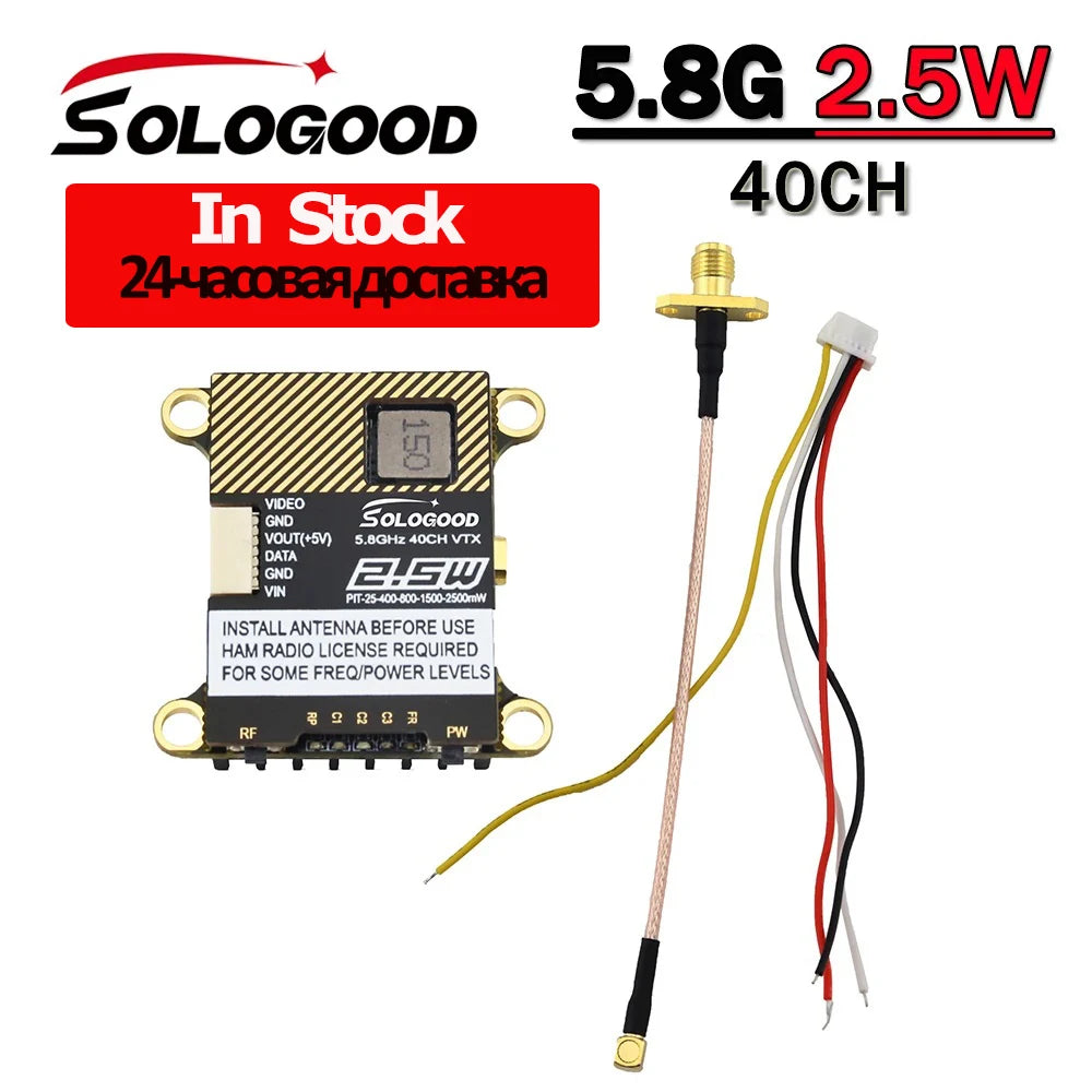 SoloGood 5.8G 2.5W 40CH VTX - 0/25/400/800/1500/2500mW NTSC/PAL Video Transmitter For RC FPV Freestyle Long Range Racing Drone 2 SoloGood 5.8G 2.5W 40CH VTX - 0/25/400/800/1500/2500mW NTSC/PAL Video Transmitter For RC FPV Freestyle Long Range Racing Drone - Image 2