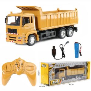 Rc Cars Dump Truck Vehicle Toys For Children - Boys Xmas Birthday Gifts Yellow Color Transporter Engineering Model Beach Toys