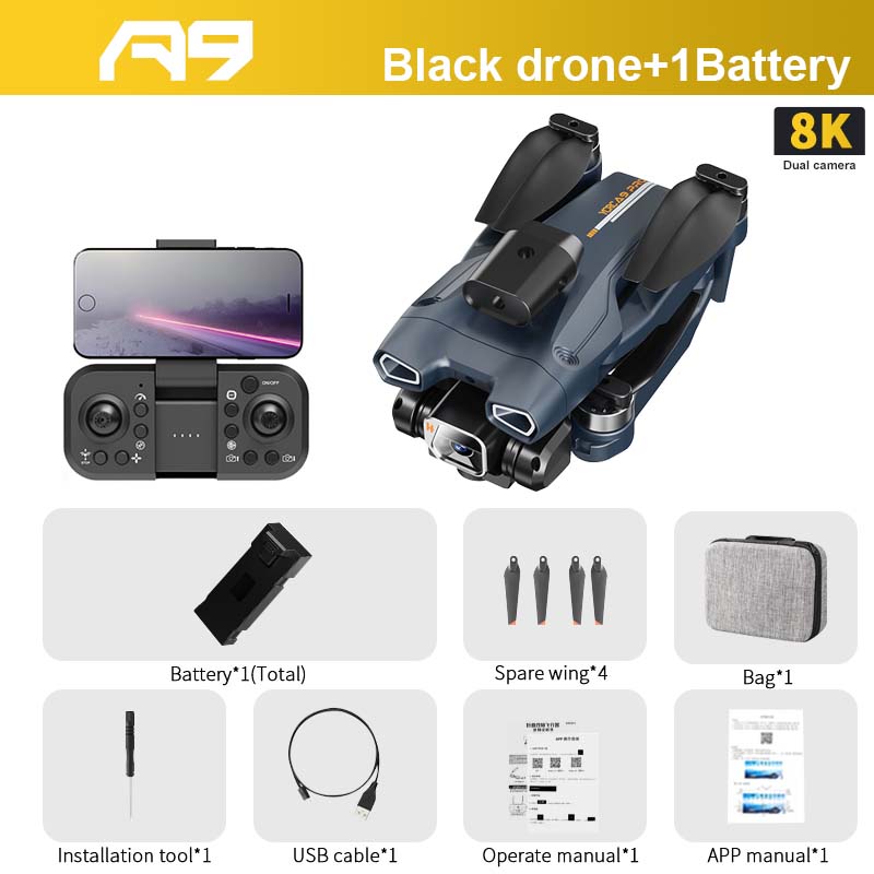 A9 PRO Drone - 2.4G WIFI FPV With 4K HD Camera 20min Flight Time Brushless Foldable ProfessionalRC Drone Quadcopter Toy 3 A9 PRO Drone - 2.4G WIFI FPV With 4K HD Camera 20min Flight Time Brushless Foldable ProfessionalRC Drone Quadcopter Toy - Image 3