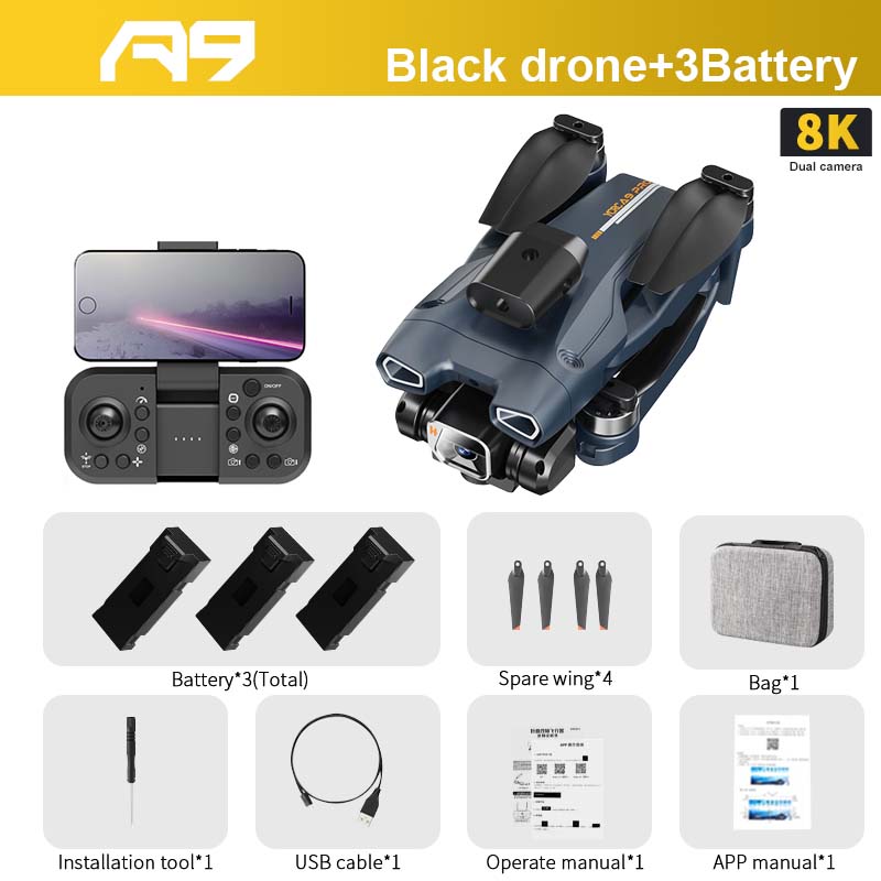 A9 PRO Drone - 2.4G WIFI FPV With 4K HD Camera 20min Flight Time Brushless Foldable ProfessionalRC Drone Quadcopter Toy 10 A9 PRO Drone - 2.4G WIFI FPV With 4K HD Camera 20min Flight Time Brushless Foldable ProfessionalRC Drone Quadcopter Toy - Image 10