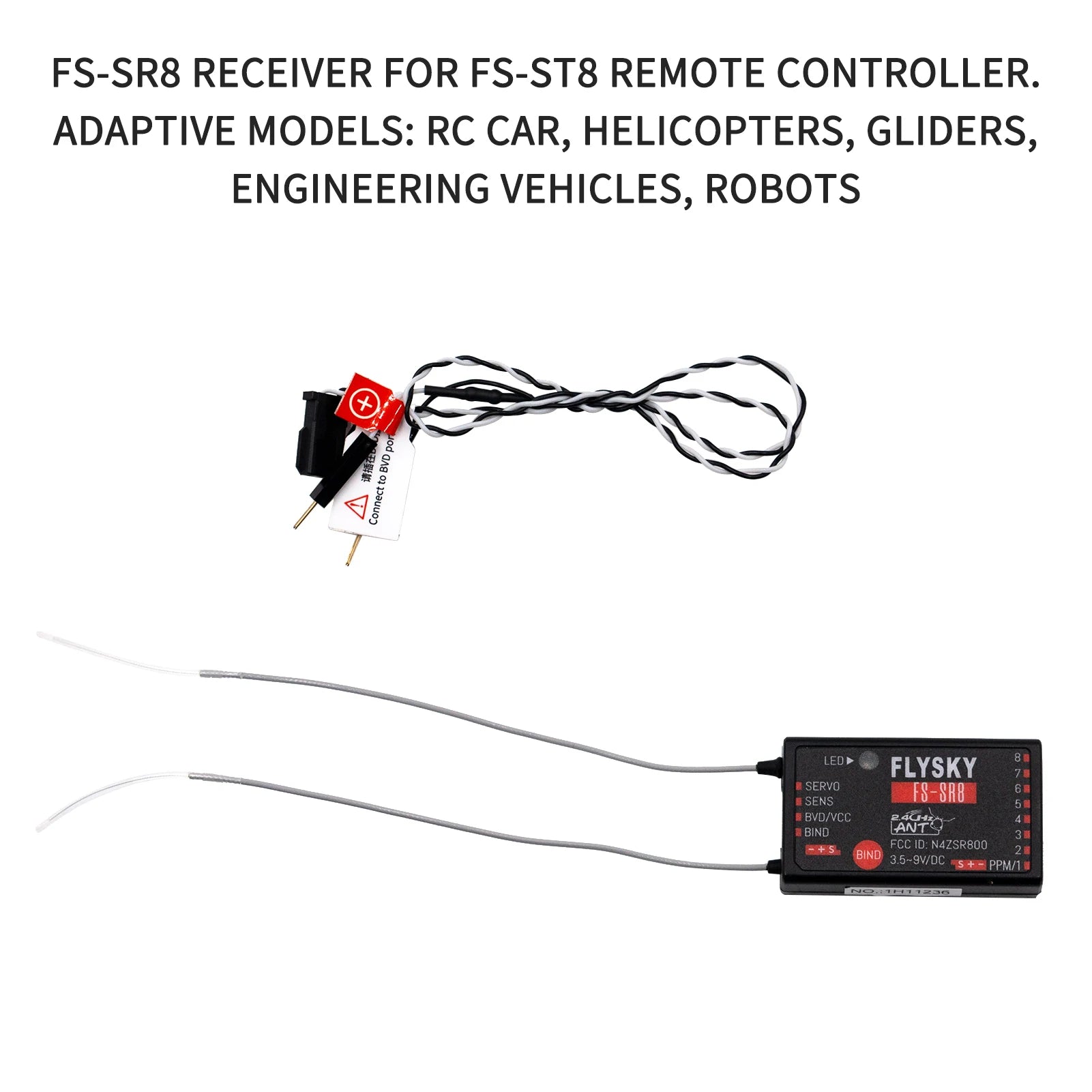 FLYSKY FS-SR8 2.4G 8CH Receiver - ANT Protocol 3.5~9V/DC Receiver for FS-ST8 RC Helicopters Car Boat Remote Controller 4 FLYSKY FS-SR8 2.4G 8CH Receiver - ANT Protocol 3.5~9V/DC Receiver for FS-ST8 RC Helicopters Car Boat Remote Controller — изображение 4