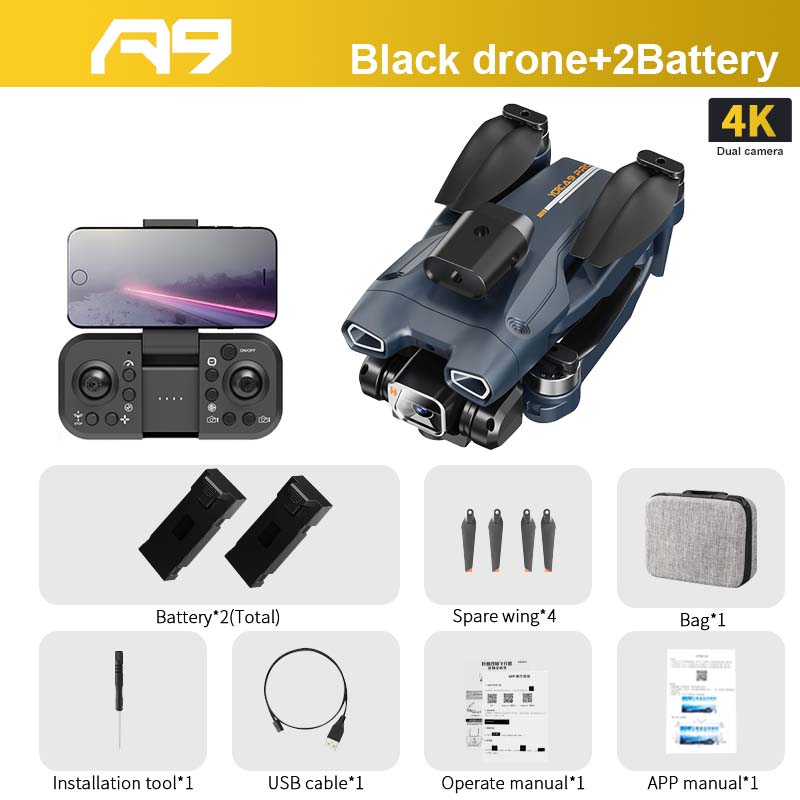 A9 PRO Drone - 2.4G WIFI FPV With 4K HD Camera 20min Flight Time Brushless Foldable ProfessionalRC Drone Quadcopter Toy 9 A9 PRO Drone - 2.4G WIFI FPV With 4K HD Camera 20min Flight Time Brushless Foldable ProfessionalRC Drone Quadcopter Toy - Image 9