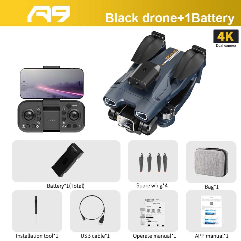 A9 PRO Drone - 2.4G WIFI FPV With 4K HD Camera 20min Flight Time Brushless Foldable ProfessionalRC Drone Quadcopter Toy 8 A9 PRO Drone - 2.4G WIFI FPV With 4K HD Camera 20min Flight Time Brushless Foldable ProfessionalRC Drone Quadcopter Toy - Image 8