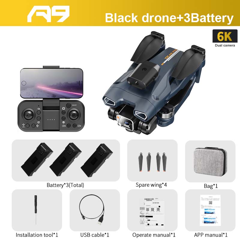 A9 PRO Drone - 2.4G WIFI FPV With 4K HD Camera 20min Flight Time Brushless Foldable ProfessionalRC Drone Quadcopter Toy 6 A9 PRO Drone - 2.4G WIFI FPV With 4K HD Camera 20min Flight Time Brushless Foldable ProfessionalRC Drone Quadcopter Toy - Image 6
