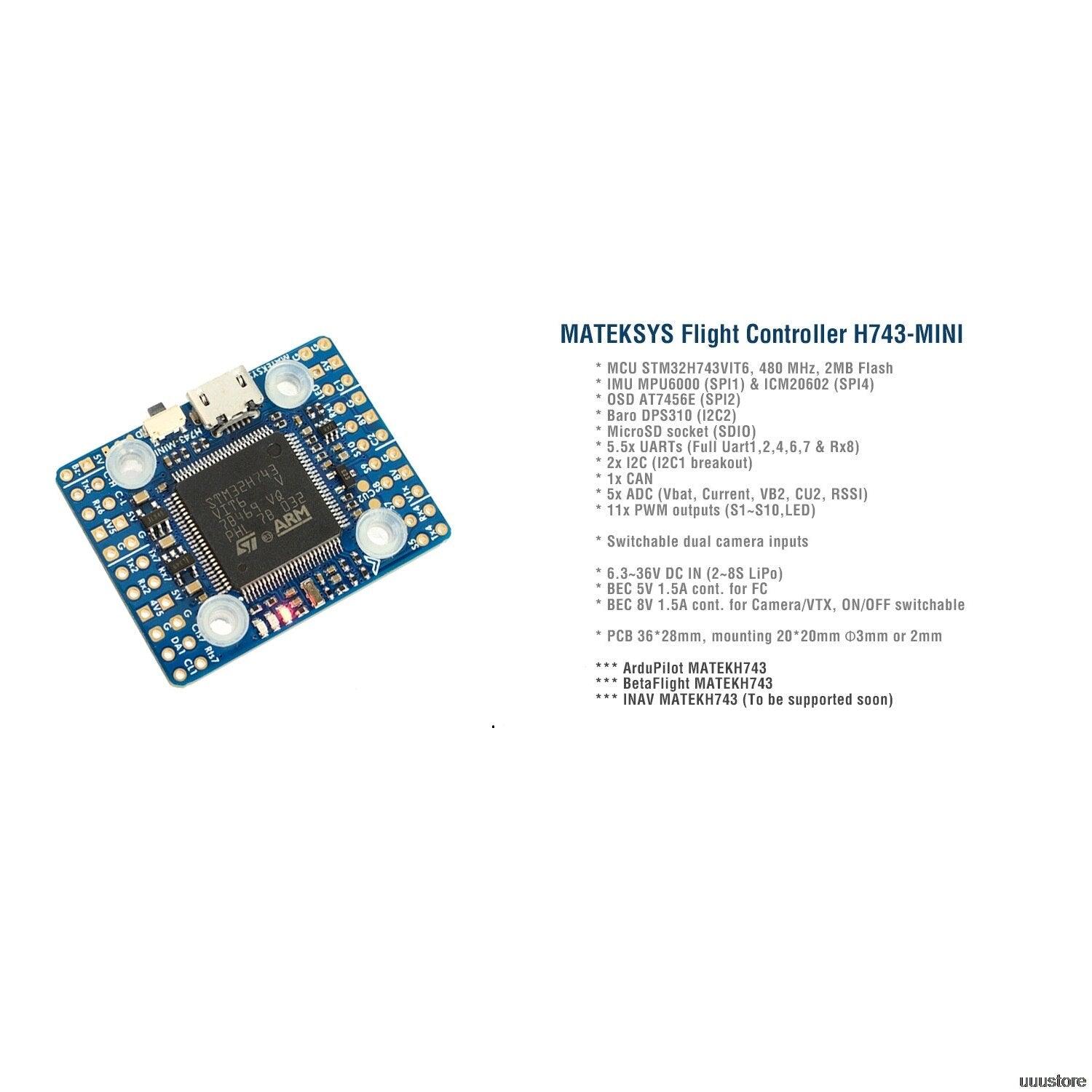 Matek System H743 / MINI H743 Flight Controller - STM32H743VIT6 ICM20602 Built-in OSD DPS310 PDB for FPV RC Racing Drone Parts 6 Matek System H743 / MINI H743 Flight Controller - STM32H743VIT6 ICM20602 Built-in OSD DPS310 PDB for FPV RC Racing Drone Parts - Image 6