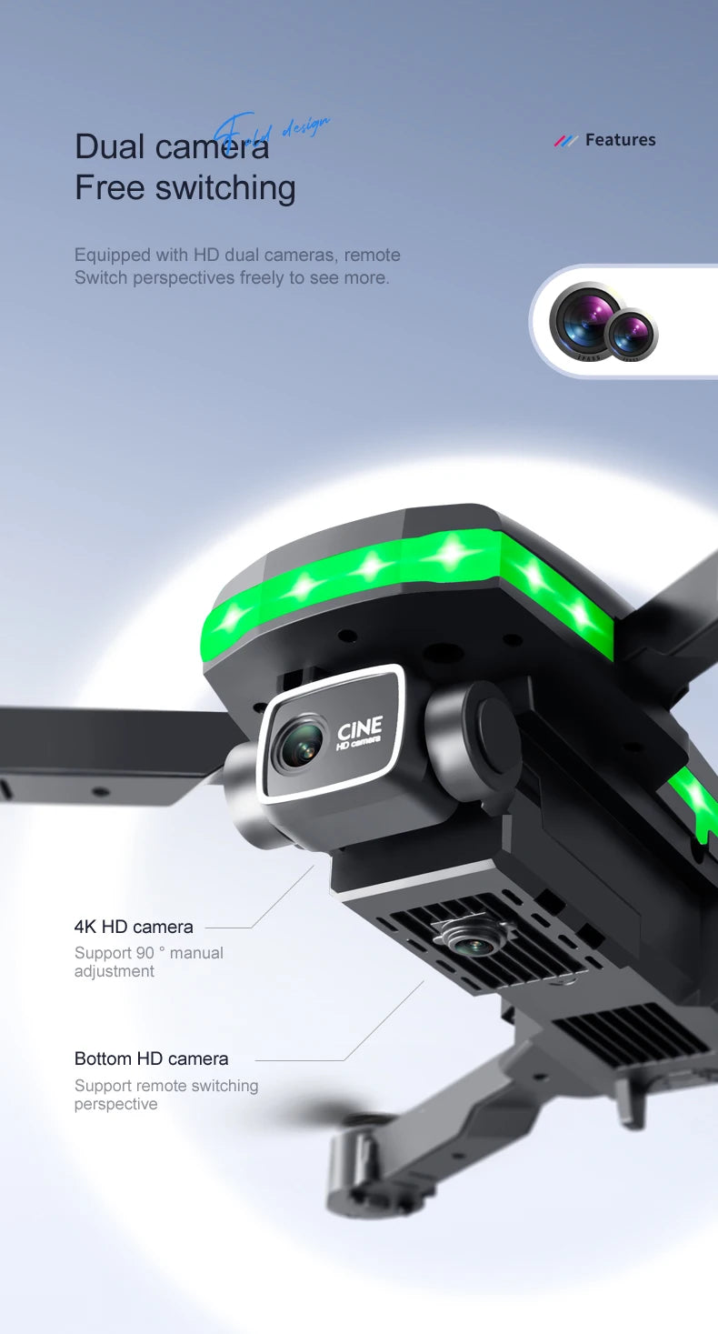 S160 Mini Drone, desigw dual camera features free switching equipped with hd dual