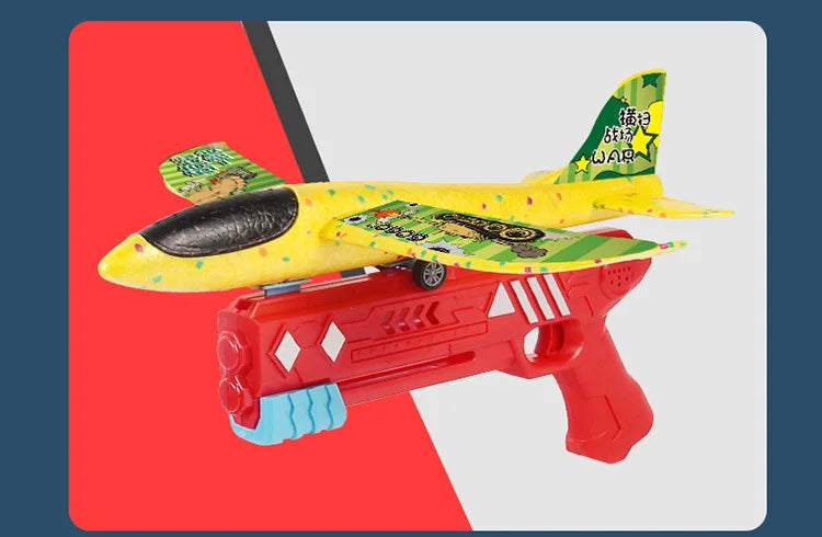 Airplane Launcher Toy - Foam Plane 10M Launcher Catapult Airplane Gun Toy Children Outdoor Game Bubble Model Shooting Fly Roundabout Toys 44 Airplane, it's one of the finest outdoor games for adults and family too.