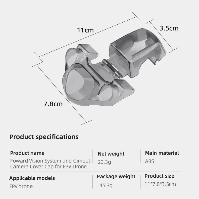 Lens Cap for DJI FPV Combo - Lens Down-view Integrated Cover Protector Drone Down-visual Lens Cap Gimbal Camera Fixed Protector Accessories 31 Lens Cap for DJI FPV Combo, Tcm 3.Scm 7.8cm Product name Net weight Main material Foward