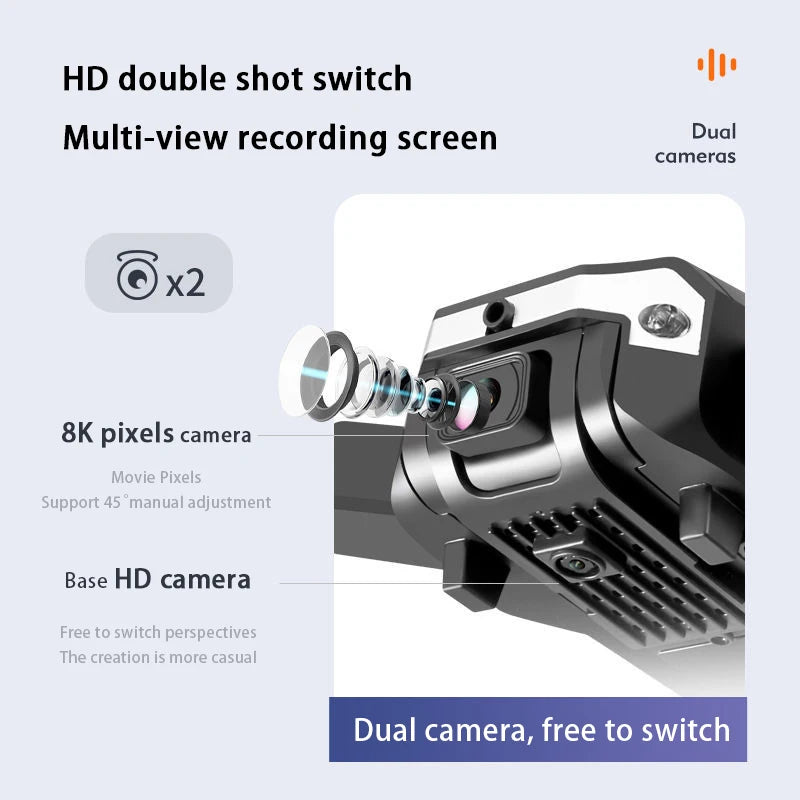 8k Professional Drones with HD Camera Obstacle Avoidance Aerial Photography Foldable Quadcopter Rc Helicopter Dron Toys 47 hd double shot switch multi-view recording screen dual cameras