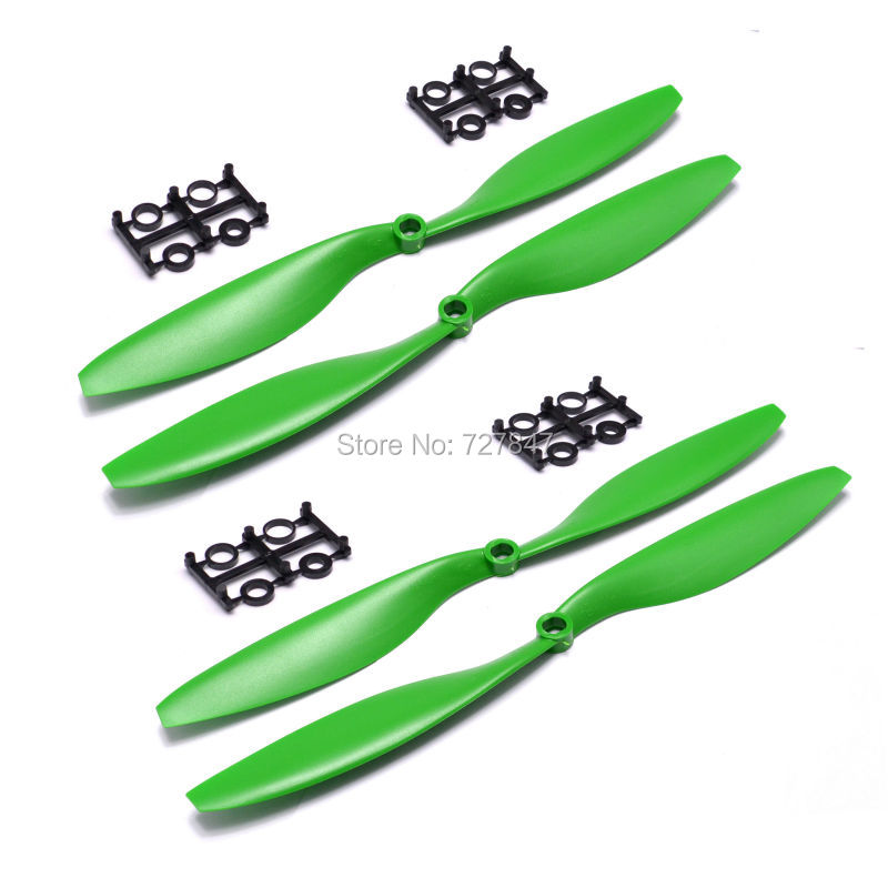 1045 Propellers - 2 pairs 10'' Blade Propeller RC 4-axis X-axis Aircraft UFO Airplane quadcopter Green 9 11