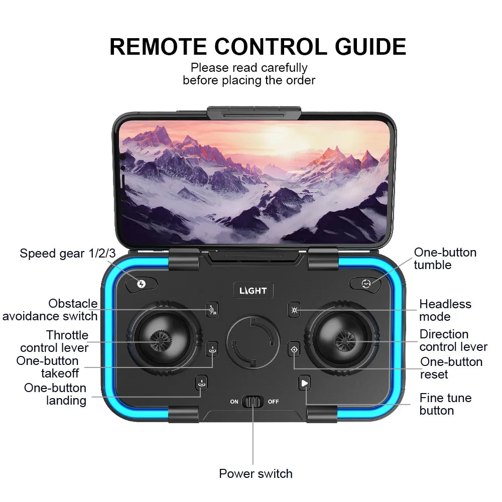 F191 Max Drone, speed gear 1/2/3 one-button tumble light obstacle headless avoid