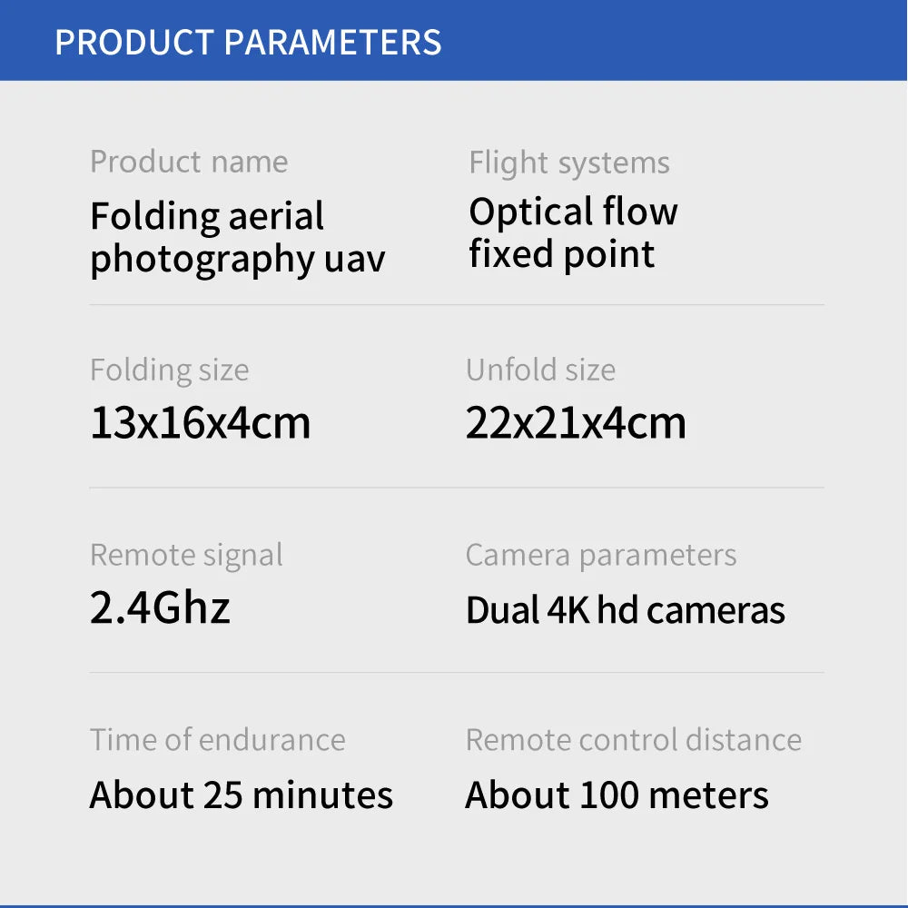H26 drone, flight systems folding aerial optical flow photography uav fixed folding size