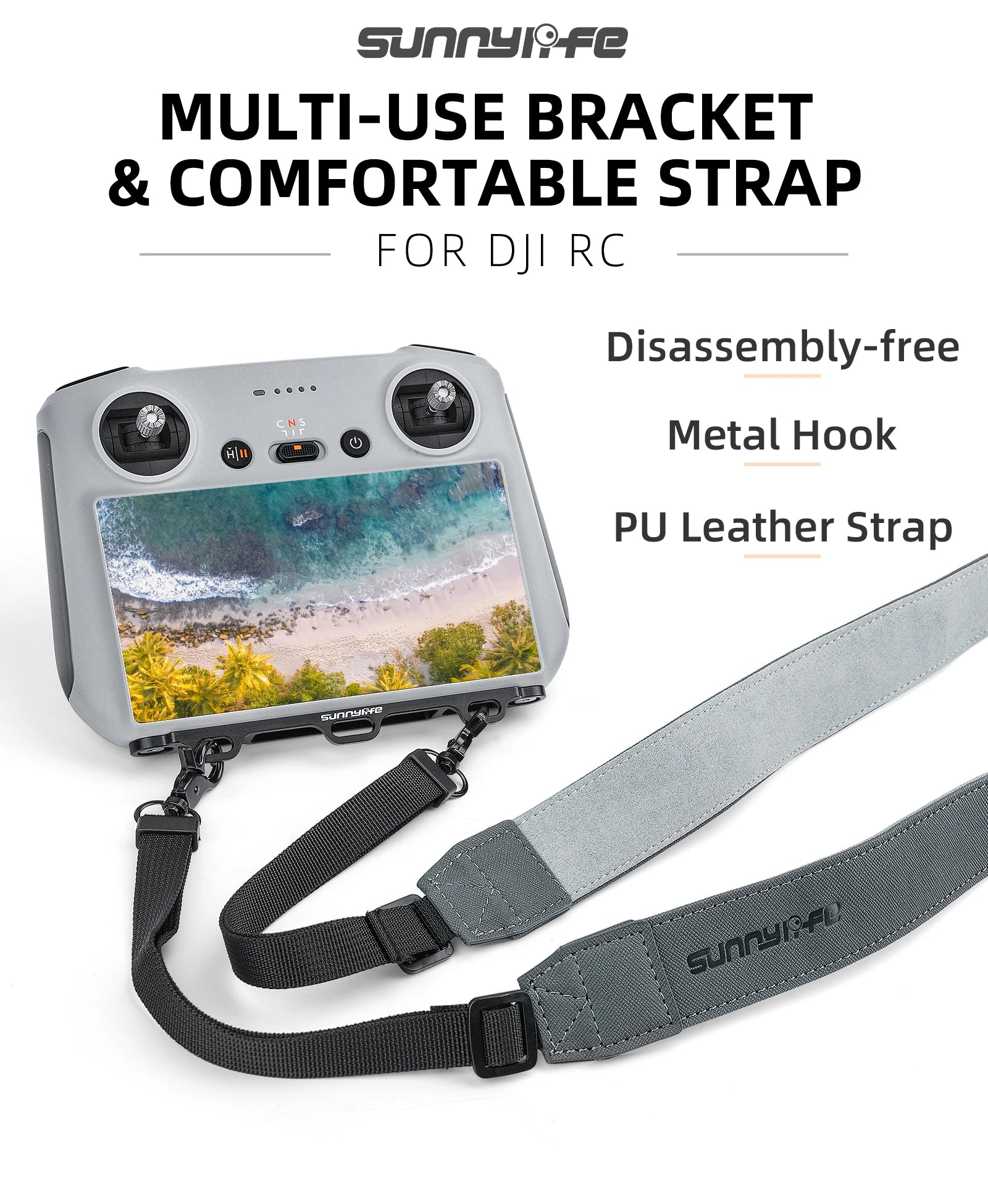Lanyard für DJI RC/RC 2/RC Pro/Smart Controller – verstellbarer Halsgurt für Mini 3 Pro/Air 2/Air 2S/Mavic 3 Pro/Air 3/Mini 4 Pro 60 Lanyard For DJI RC/RC 2/RC Pro/Smart Controller, SUNYIO Fe MULTI-USE BRACKET & COMFORT