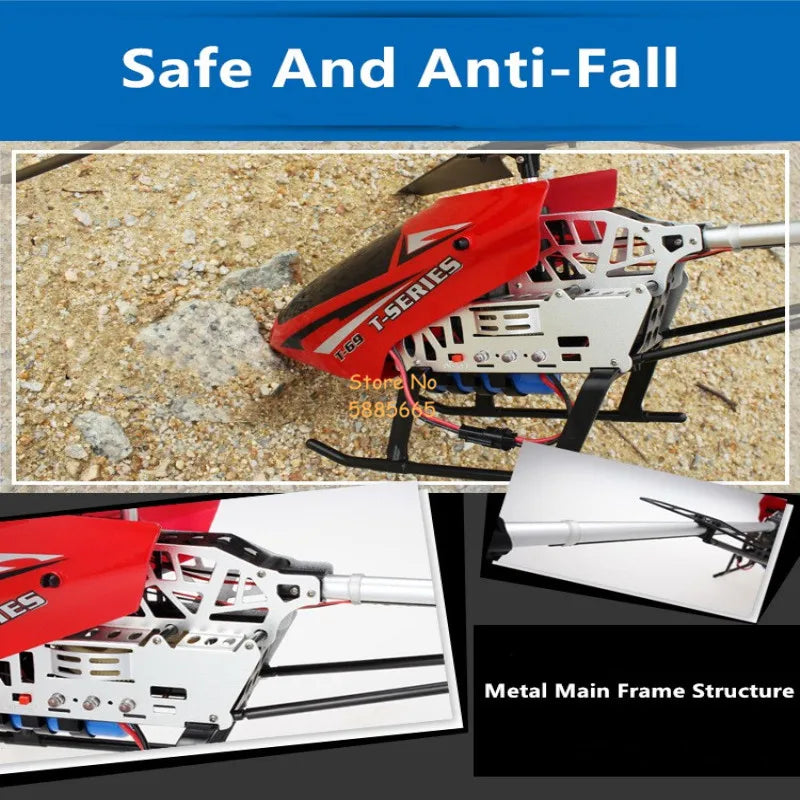 80CM Rc Helicopter - Big Alloy Remote Control Helicopter Model Dual Flexible Propeller Anti-Crash LED Colorful Light Electric RC Helicopter Toy 117 80CM Rc Helicopter, Safe And Anti-Fall Store No 58836 Metal Main Frame Structure T-series