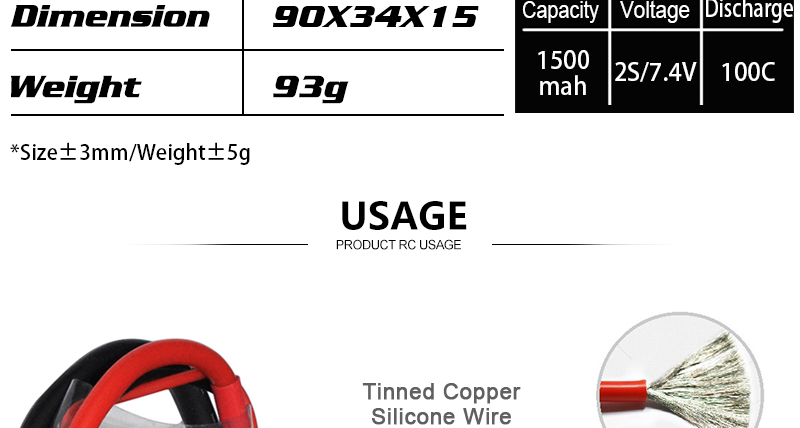 HRB 2S بطارية ليبو 1500mah 7.4V - XT60 T Deans EC2 EC3 EC5 XT90 أنثى RC أجزاء 100C لطائرة بدون طيار FPV، طائرة سباق، قارب، شاحنة 38 HRB 2S Lipo Battery, gox34X15 Capacity Voltage Discharge 1500 mah 25/7.4
