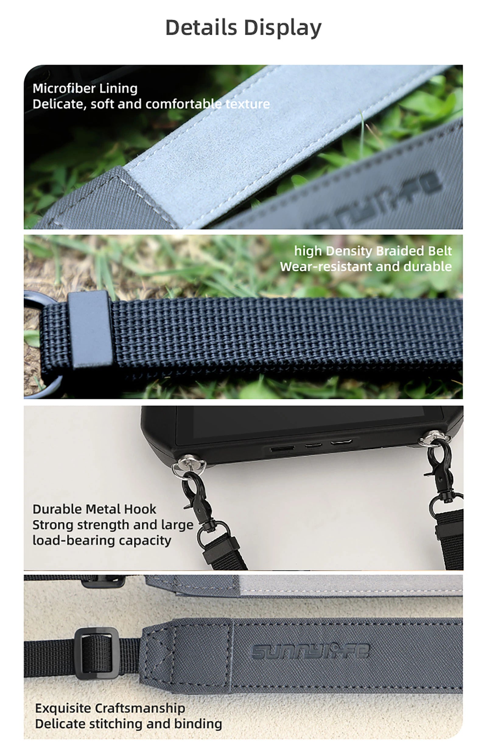 Lanyard für DJI RC/RC 2/RC Pro/Smart Controller – verstellbarer Halsgurt für Mini 3 Pro/Air 2/Air 2S/Mavic 3 Pro/Air 3/Mini 4 Pro 44 Lanyard For DJI RC/RC 2/RC Pro/Smart Controller, Details Display Microfiber Lining Delicate, soft and comfortablertexture high Density