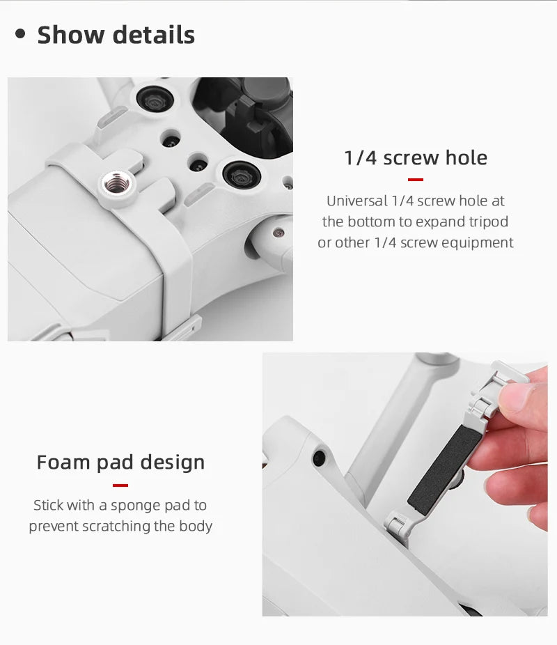 Top Extension Camera Bracket Mount Holder for DJI MINI 3 Pro Camera Holder for Insta360 Go 2 Drone Accessories 15 Top Extension Camera Bracket Mount Holder, details 1/4 screw hole Universal 1/4 screwhole at the bottom to expand tripod or other 1/4 screw equipment