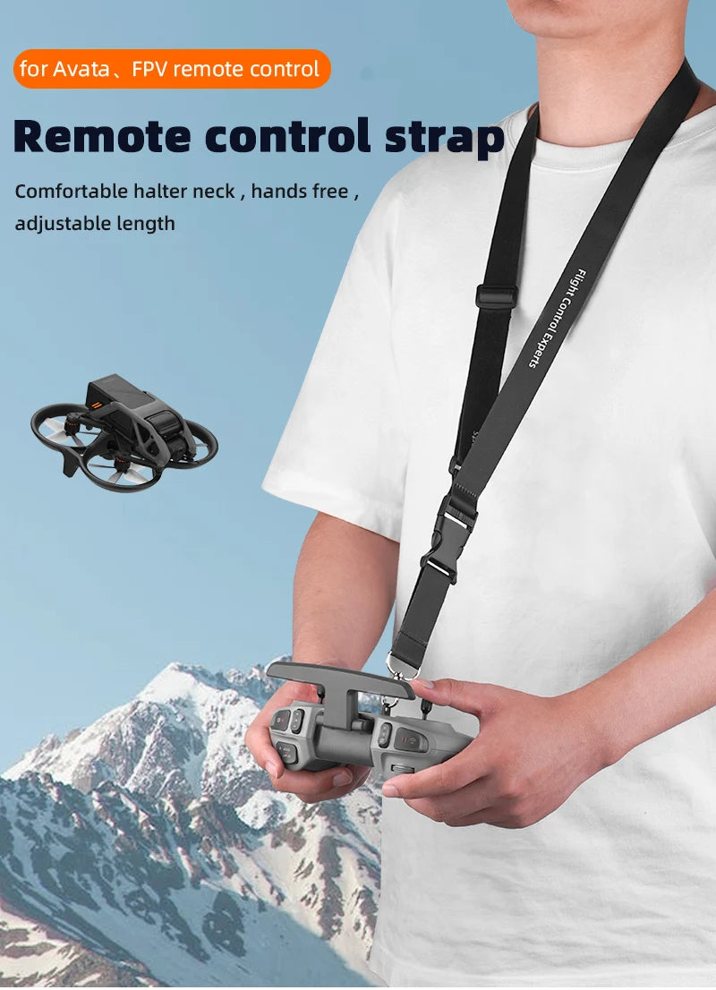 Шейный ремешок для DJI Avata - ремень безопасности для пульта дистанционного управления DJI Avata, аксессуары для радиоуправления дрона 8 Lanyard Neck Strap for DJI Avata, FPV remote control strap Comfortable halter neck hands free adjustable length L 1 1
