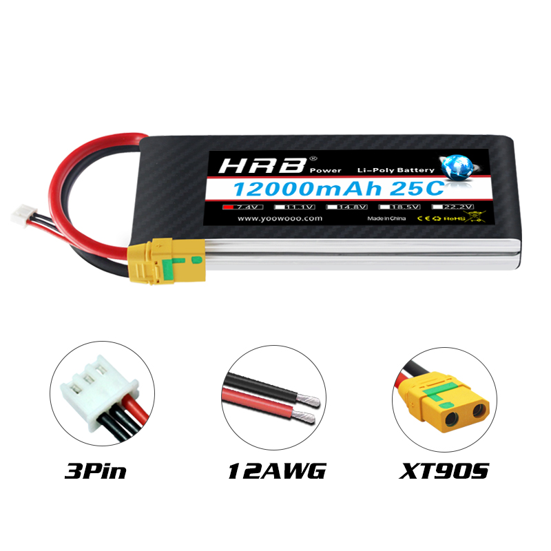 HRB Lipo 2S Battery, HAZ Power Li_Polv 3 12ooOmAh 25C AVA