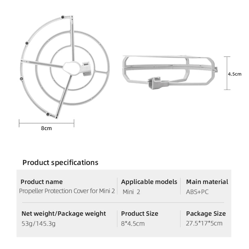 DJI Mavic Mini 1/2/SE/MINI 3 PRO Propeller Guard Protector Props Blade Protection Cover Cage Drone Accessories 38 8*4.Scm Product specifications Product name Applicable models Main material Propeller Protection