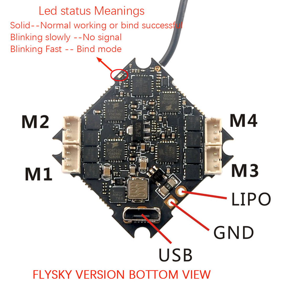 مجموعة كاملة من مسواك JMT T100 DIY FPV Racing Drone - مع 1200TVL PAL / NTSC Cam/FS I6 وحدة تحكم عن بعد / 5.8G FPV LST-009 FPV Goggles 30 JMT T100 DIY FPV Racing Drone, Led status Meanings Solid- Normal working or bind successf /