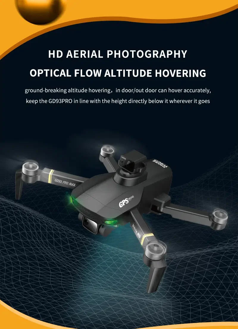 GD93 Pro Max Drone - GPS Foldable Drone With ESC Camera And Brushless Motors,LED Screen, Optical Flow Positioning, Brushless Motor, Trajectory Fight, 50 GD93 Pro Max Drone, hd aerial photography optical flow hovering ground-breaking altitude