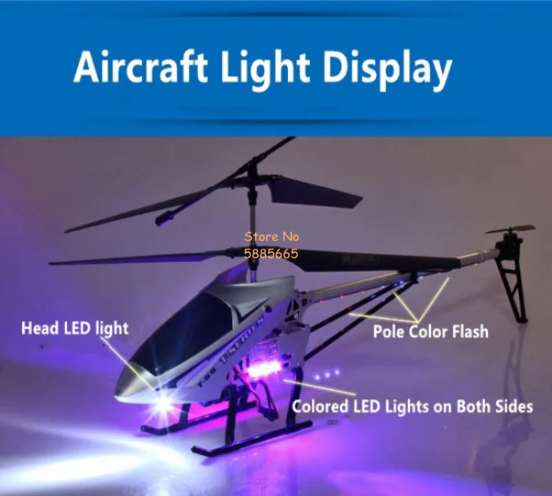 80CM Rc Helicopter - Big Alloy Remote Control Helicopter Model Dual Flexible Propeller Anti-Crash LED Colorful Light Electric RC Helicopter Toy 119 80CM Rc Helicopter, Aircraft Light Display Store No 5885665 Head LED light Pole Color Flash Colored
