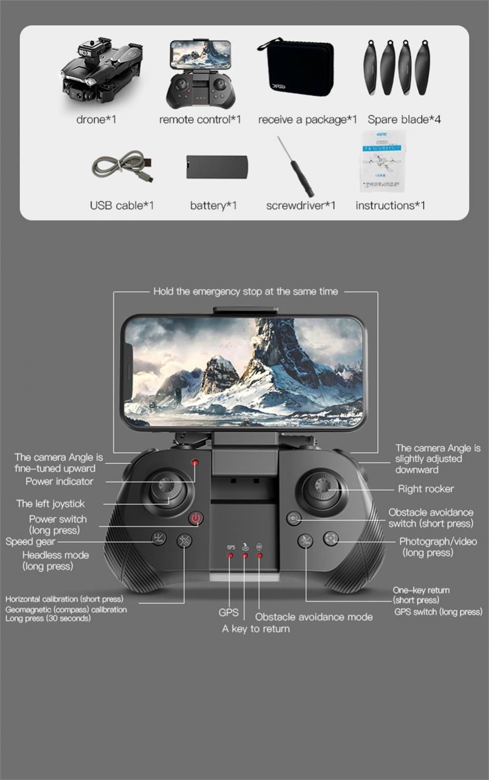 V28 Drone - 2024 New GPS+5.8G HD Drone Professional 360 ° Obstacle Avoidance Dual Camera Aerial Camera Aircraft Gift Toy 59 V28 Drone, camera angle is slightly adjusted tuned upward downward downward power indicator right rocker