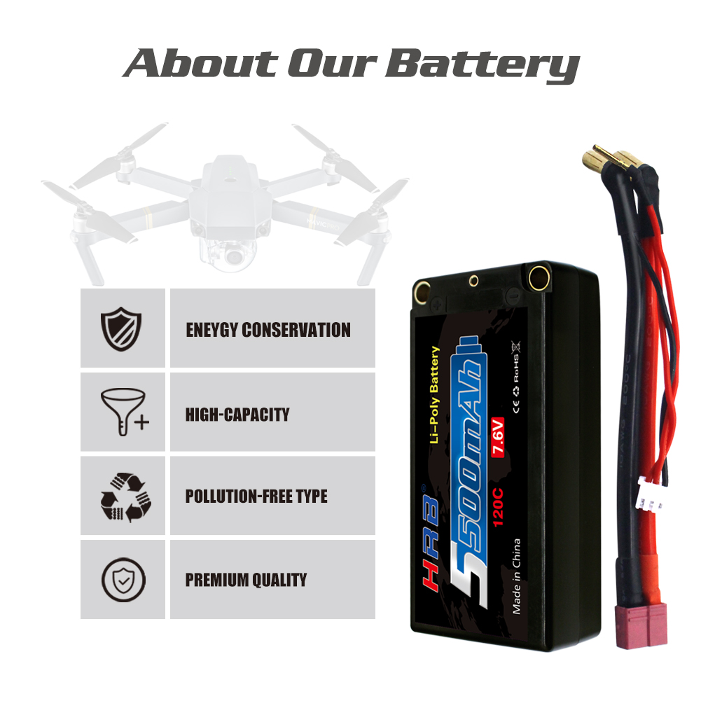 HRB 2S 7.6V 5500mah Hard Case Lipo Battery - 120C 5.0mm Bullet Connector RC Car RC Truck RC Truggy RC Airplane UAV Drone 26 HRB 2S 7.6V 5500mah Hard Case Lipo Battery, Battery: 3 POLLUTION-FREE TYPE | 8 PREMIUM Q
