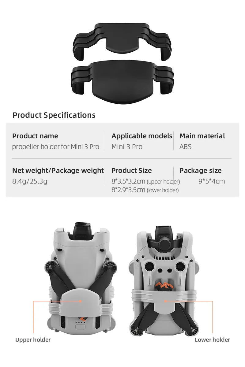 Держатель пропеллера для DJI Mini 3 PRO-пропеллеры, стабилизатор, защитный ремень, реквизит для дрона, фиксированное крепление, защита, аксессуары для дронов 23 Propeller Holder for DJI Mini 3 PRO, propeller holder for mini 3 pro . 8*3.5*3.2cm (upper
