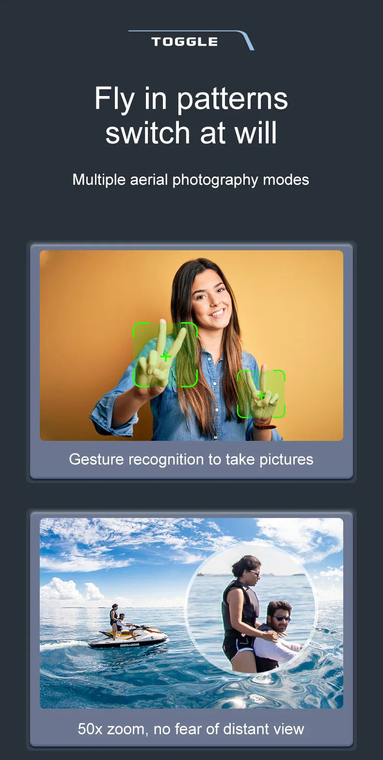 S17 Drone, toggle in patterns switch at will multiple aerial photography modes gesture recognition to take