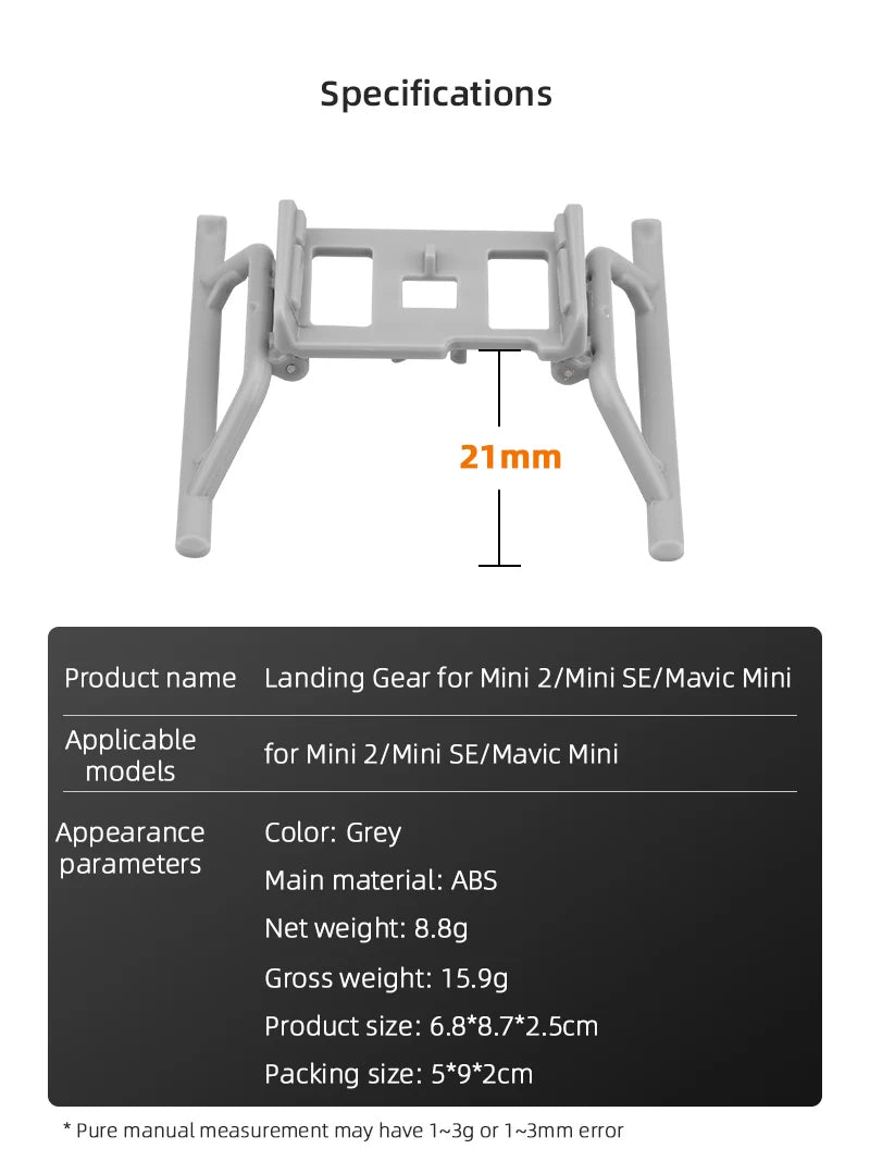 DJI Mavic Mini 1/2/SE/MINI 3 PRO Propeller Guard Protector Props Blade Protection Cover Cage Drone Accessories 72 Specifications hOe 21mm Product name Landing Gear for Mini 2/Mini