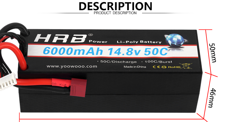 HRB 4S 14.8V 6000mah Lipo Battery, HPZ Powgr Li_Poiv Battorv 6oo