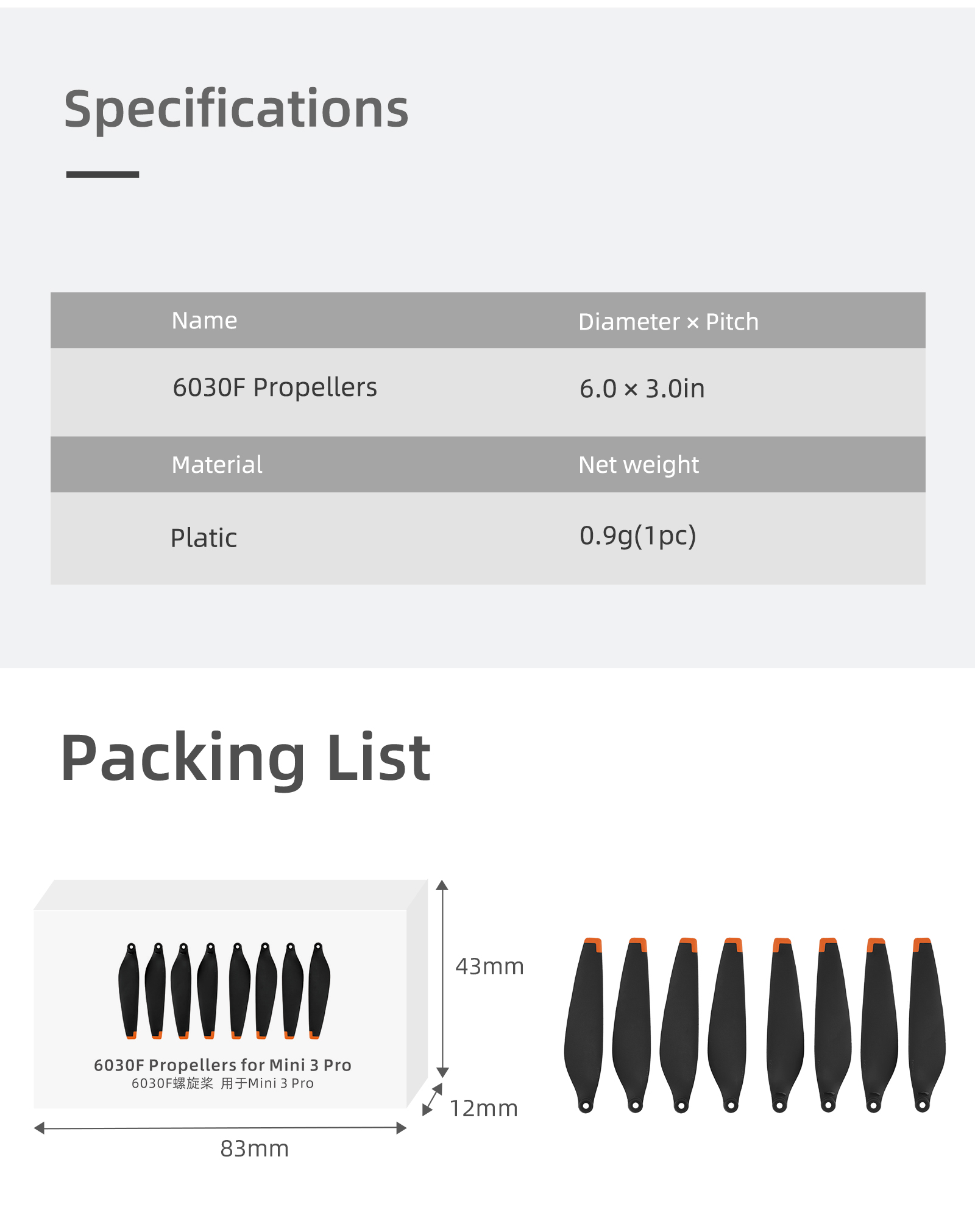Sunnylife Propellers for DJI Mini 3 Pro MINI 4 PRO drone - Prop Accessories Less Lower Noise Reduction Quick Release Propeller 43 Sunnylife Propellers for DJI Mini
