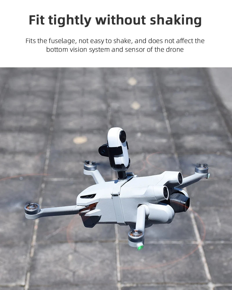 Top Extension Camera Bracket Mount Holder for DJI MINI 3 Pro Camera Holder for Insta360 Go 2 Drone Accessories 13 Top Extension Camera Bracket Mount Holder, fit tightly without shaking Does not affect the bottom vision system and sensor of the drone .