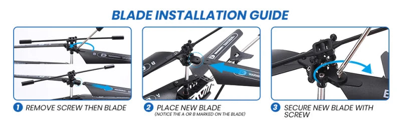 DEERC DE51 Rc Helicopter - Altitude Hold RC Planes With Gyro For Kid Beginner 2.4G Aircraft Indoor Flying Boys Toys 42 DEERC DE51 Rc Helicopter, BLADE INSTALLATION GUIDE REMOVE SCREW THEN BL