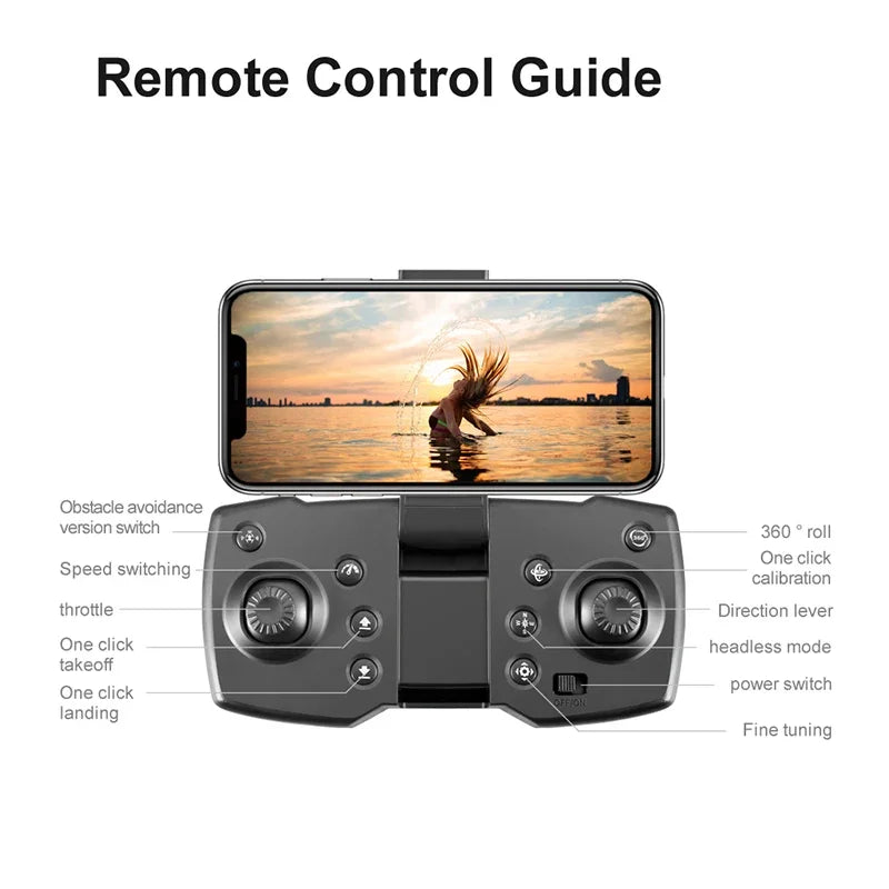 V88 Drone, remote control guide obstacle avoidance version switch 360 roll one click speed switching