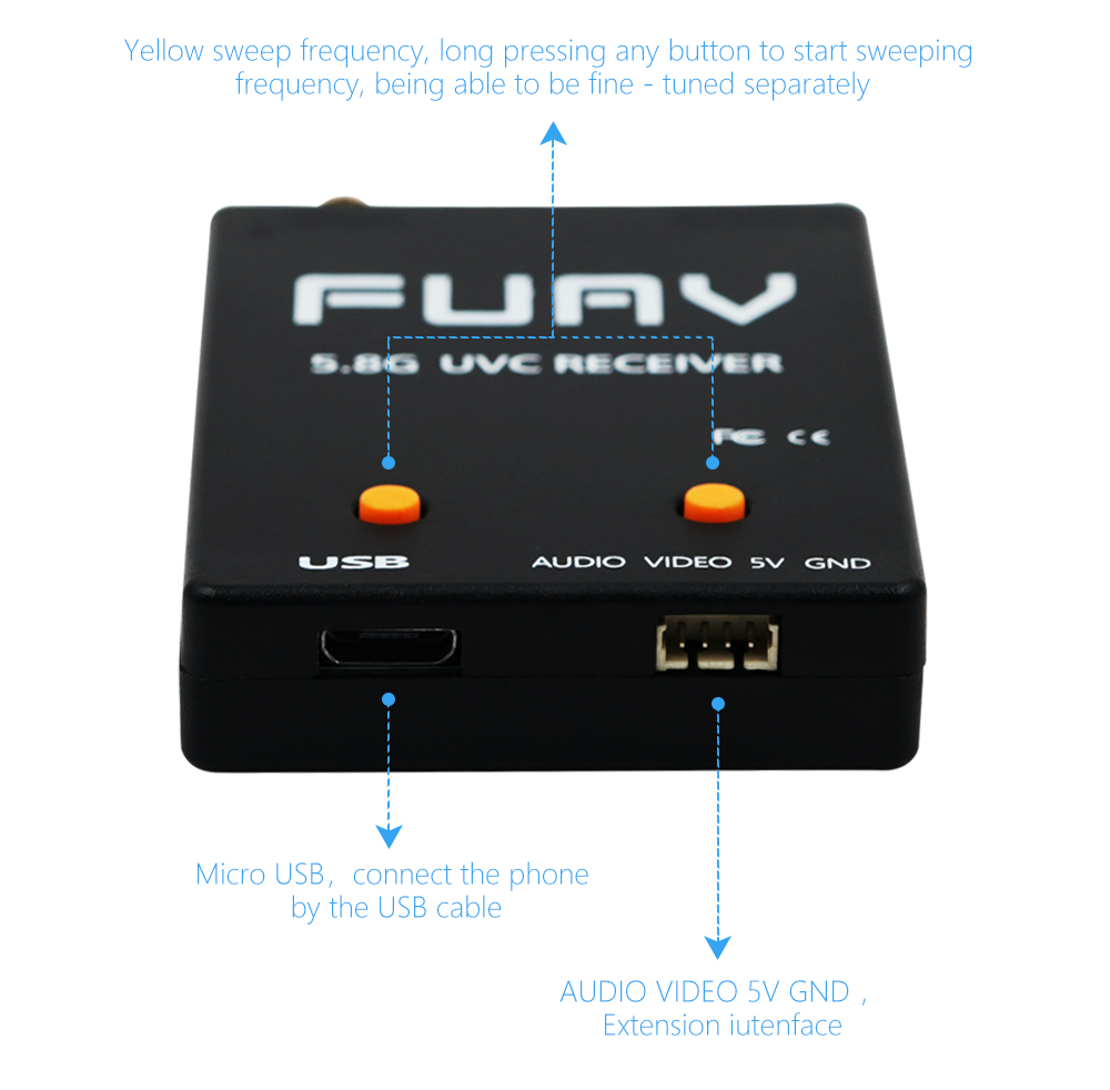 Skydroid Receiver OTG - UVC Single Control Mini FPV Receiver OTG 5.8G 150CH Channel Video Transmission Downlink Audio For Android phone 28 2018.08_04