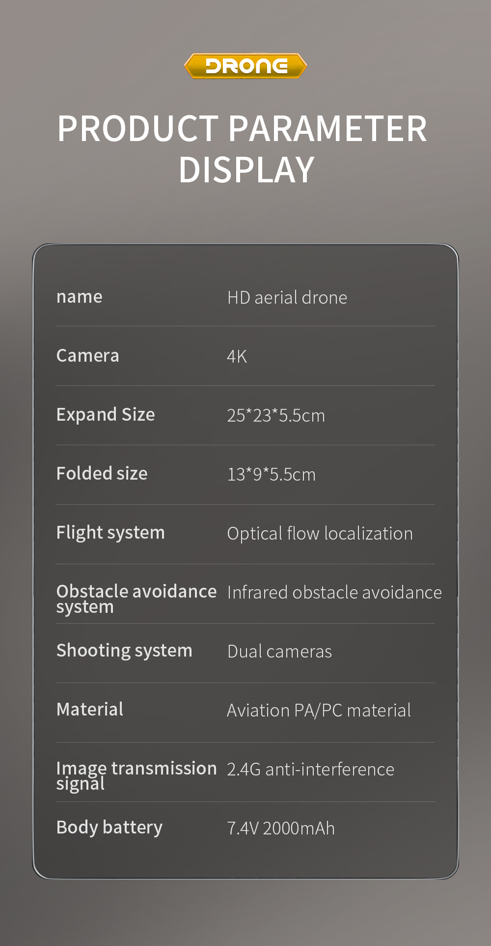 KF610 Drone, drone camera 4k expands size 25*23*5.5cm