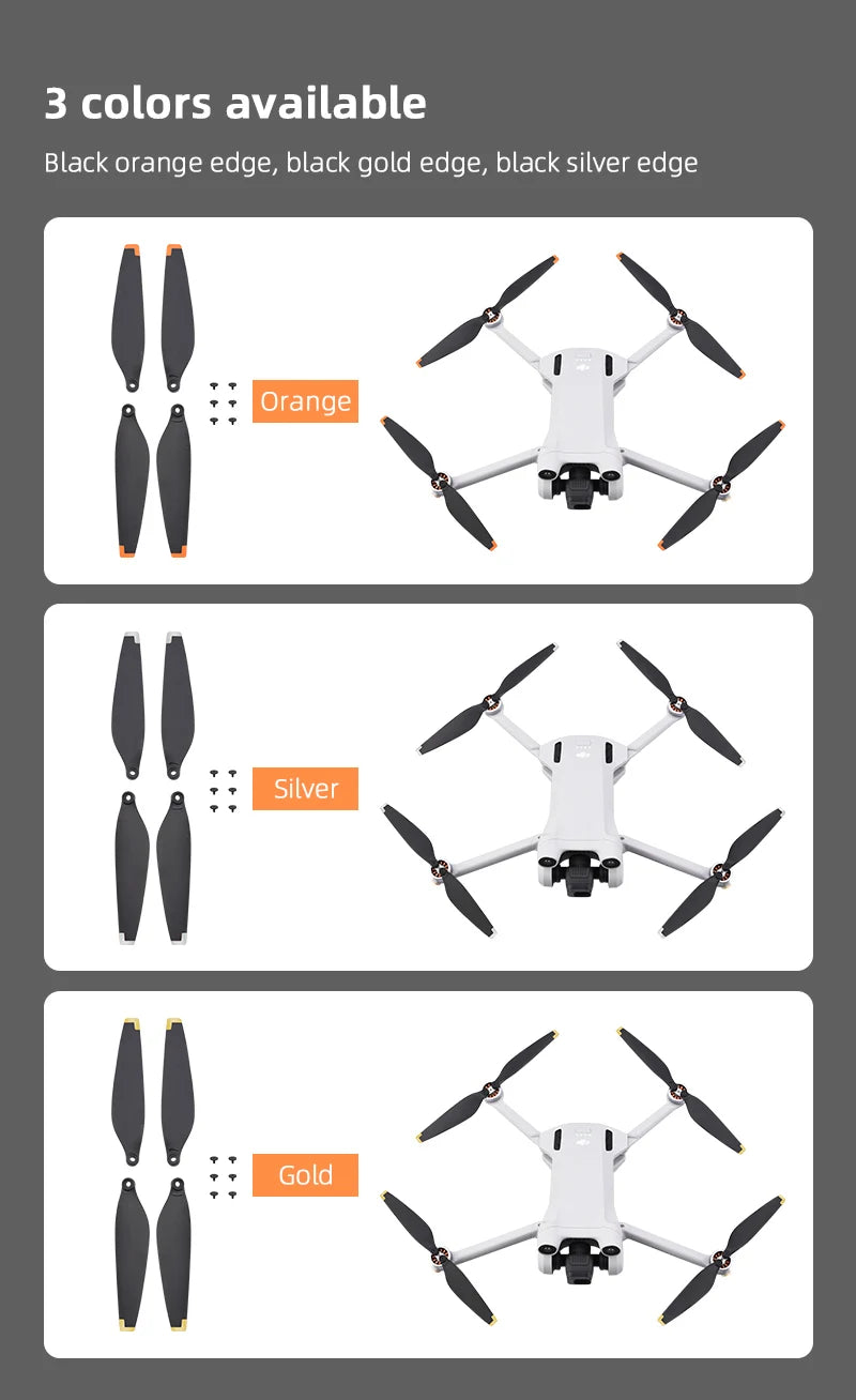 1 Pair Propeller, 3 colors available Black orange edge; black gold edge; orange silver edge .