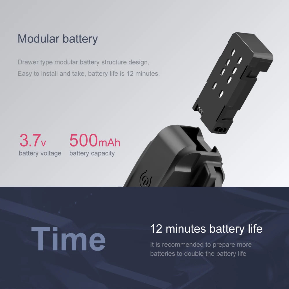Mini WIFI Professional Drone, 3.7v 500mah battery voltage battery capacity 12 minutes battery