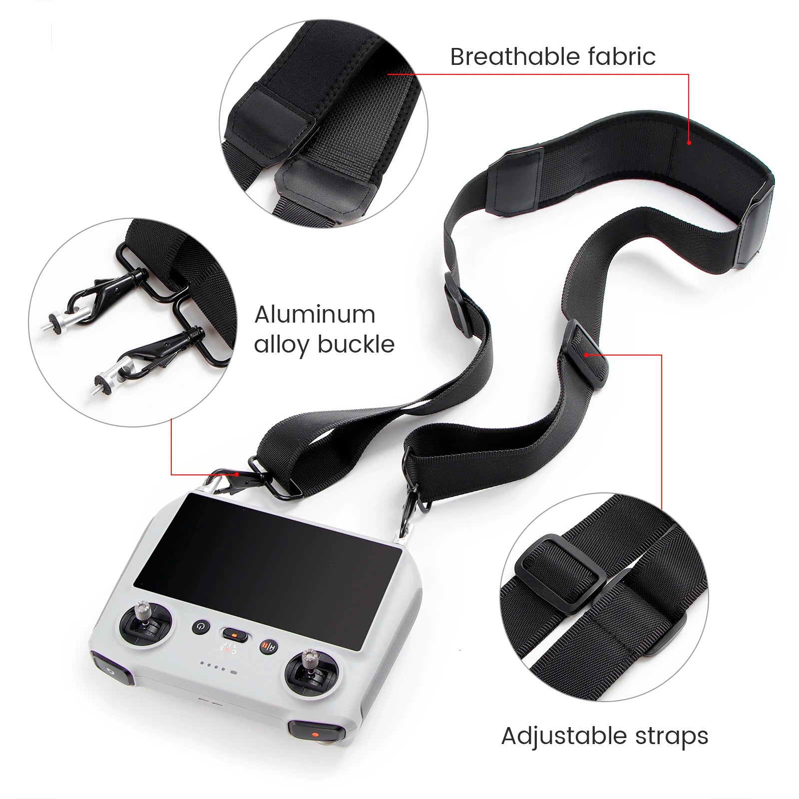 Lanyard für DJI RC/RC 2/RC Pro/Smart Controller – verstellbarer Halsgurt für Mini 3 Pro/Air 2/Air 2S/Mavic 3 Pro/Air 3/Mini 4 Pro 48 Lanyard For DJI RC/RC 2/RC Pro/Smart Controller, Breathable fabric Aluminum alloy buckle Adjustable strap