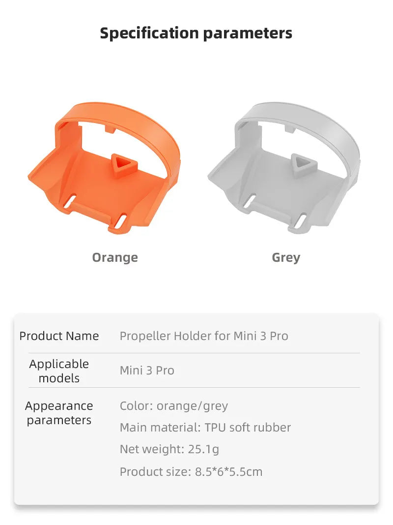 Propeller Holder For DJI Mini 3 Pro - Wings Fixed Stabilizers Protective Prop Blades Strap for Mavic Mini 3 Pro Drone Accessories 20 Propeller Holder For DJI Mini 3 Pro, Specification parameters Orange Grey Product Name Propeller Holder for Mini 3 Pro Applicable Mini 3